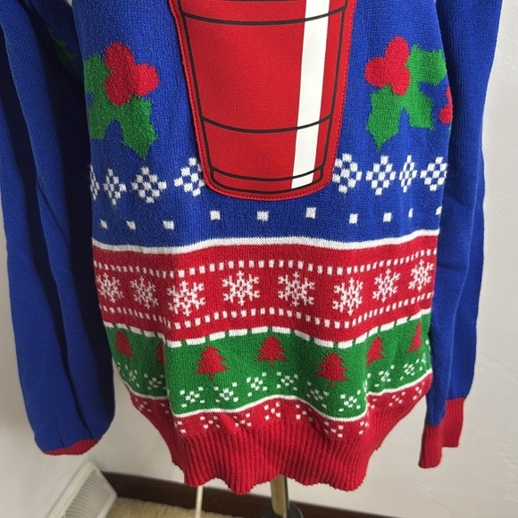Hybrid Holiday Sweater Cheers Ugly Christmas Sweater Cup Holder Size M - Picture 4 of 8